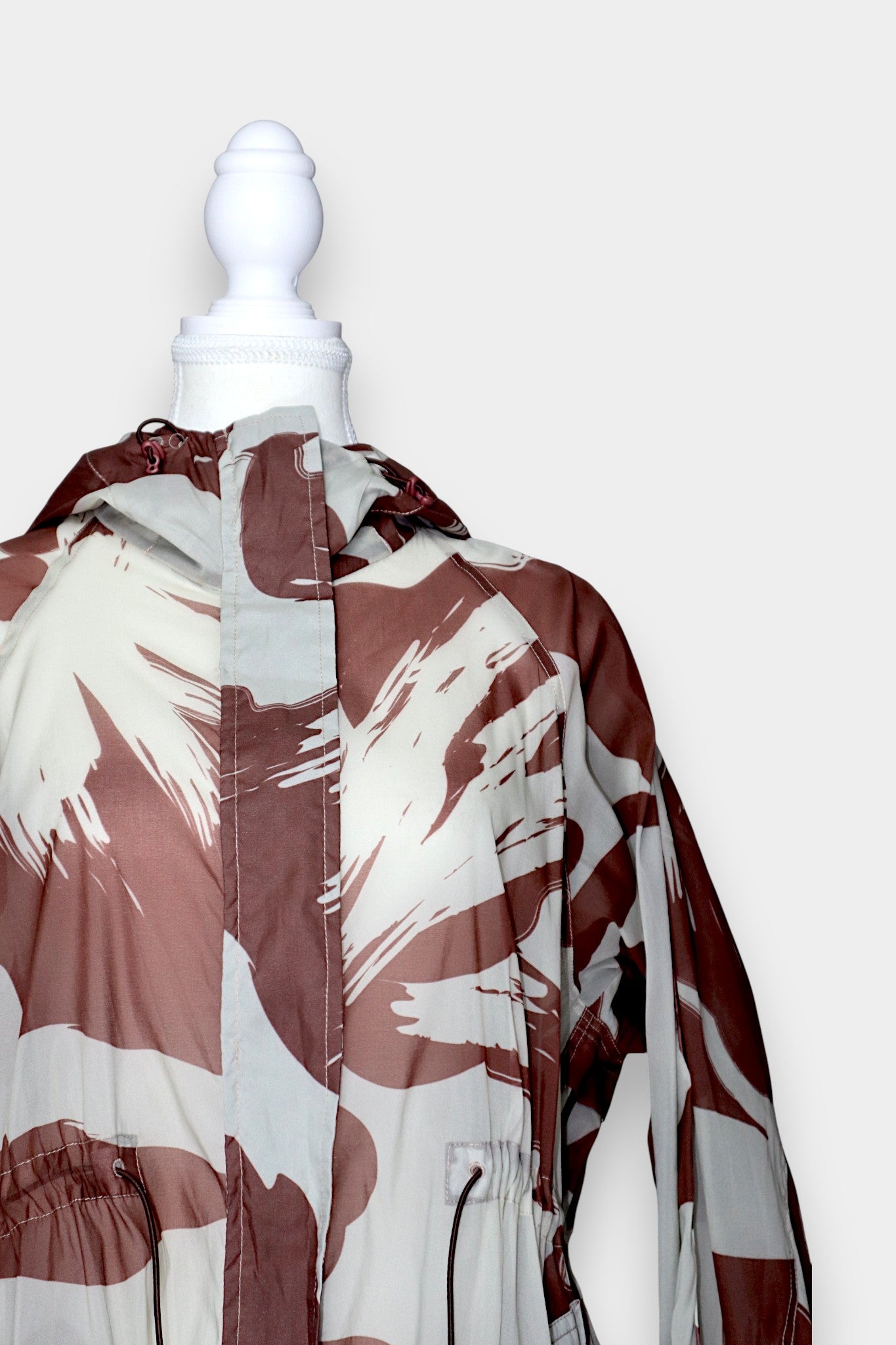 Mulberry Silk Abstract Hooded Trench Jacket