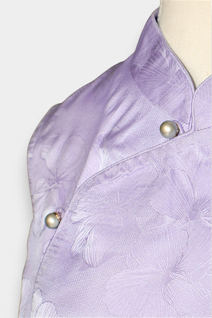 Gambiered Guangdong Gauze Silk Floral-Patterned Leno Sleeveless Dress