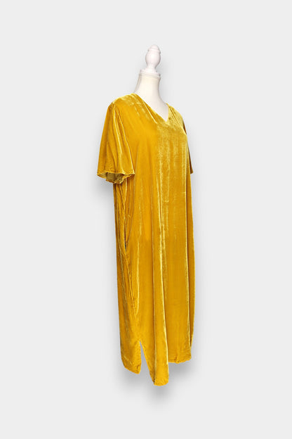 Mulberry Silk Velvet V-Neck Midi Dress