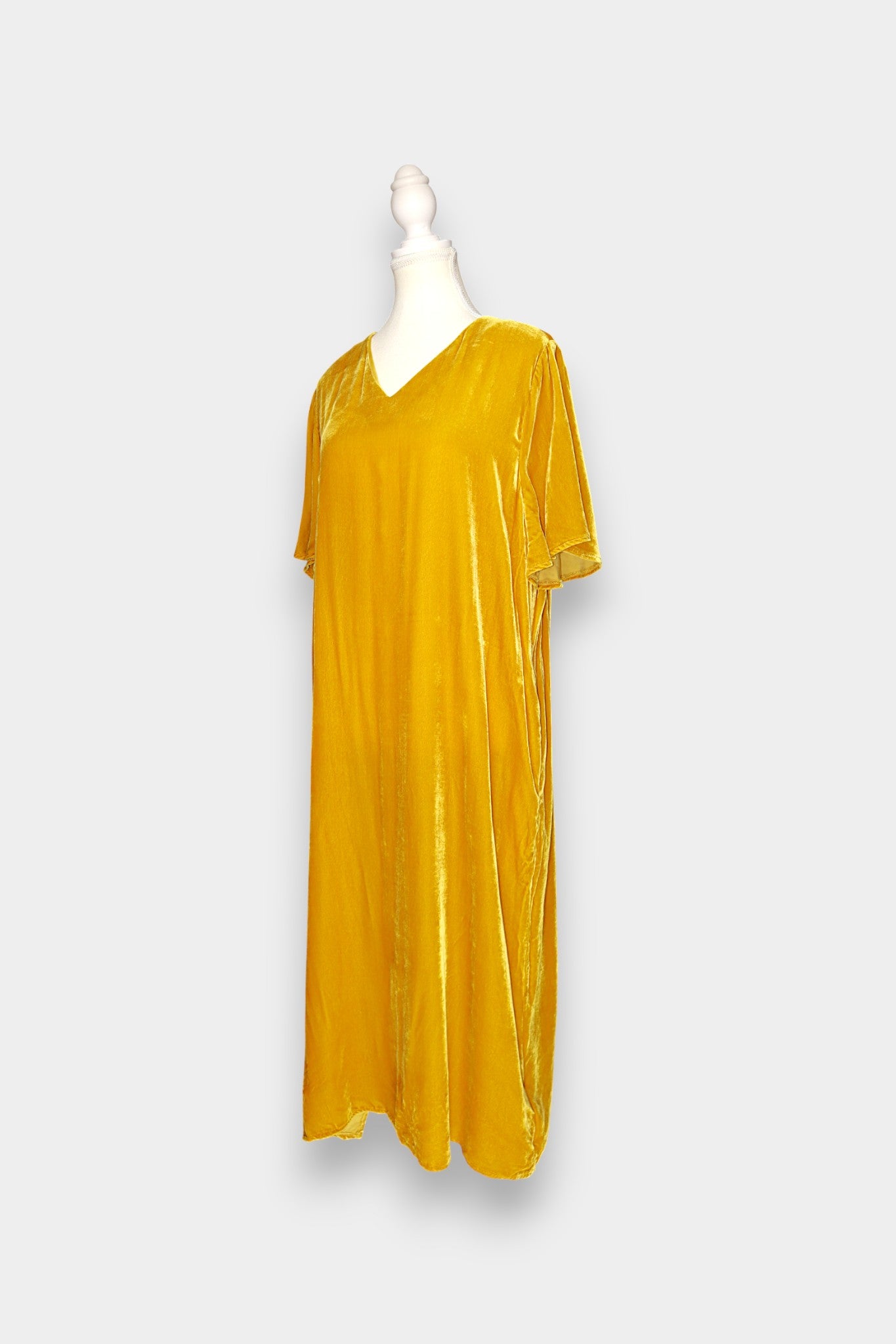 Mulberry Silk Velvet V-Neck Midi Dress