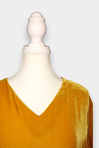 Mulberry Silk Velvet V-Neck Midi Dress