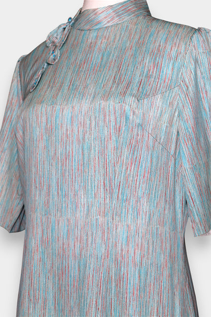 Mulberry Silk Textured Cheongsam Dress