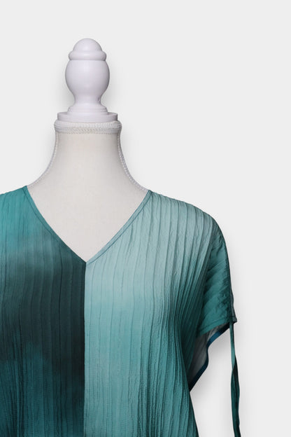 Mulberry Silk Plissé V-Neck Blouse