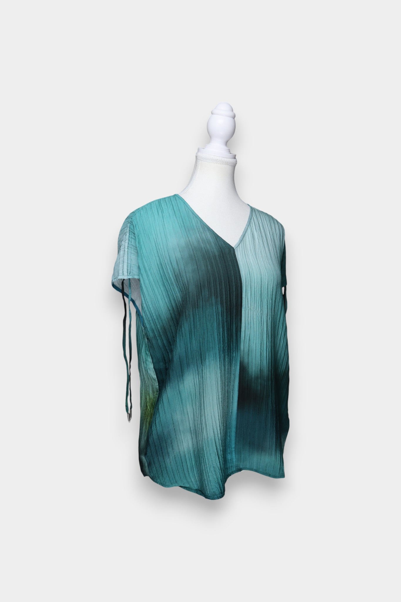 Mulberry Silk Plissé V-Neck Blouse