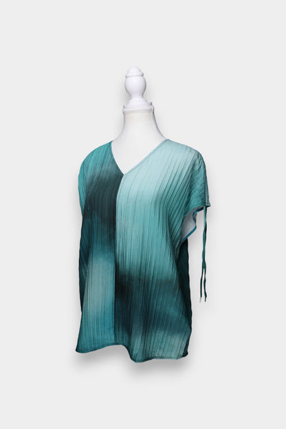 Mulberry Silk Plissé V-Neck Blouse