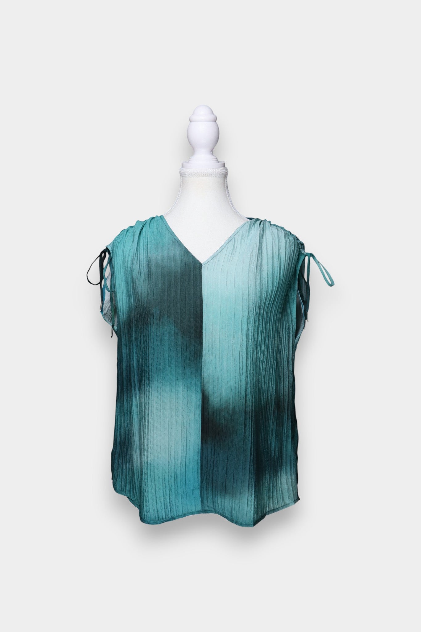 Mulberry Silk Plissé V-Neck Blouse