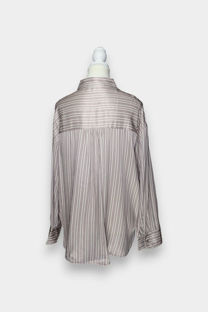 Mulberry Silk Graphic Stripe Oversized Shirt