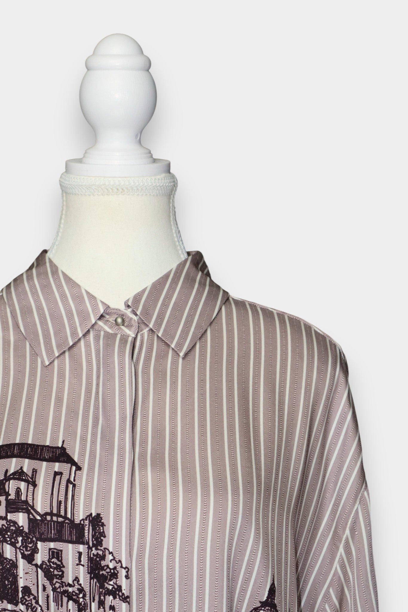 Mulberry Silk Graphic Stripe Oversized Shirt