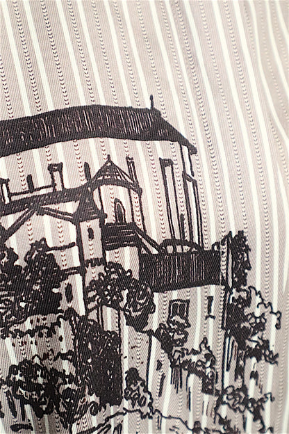 Mulberry Silk Graphic Stripe Oversized Shirt