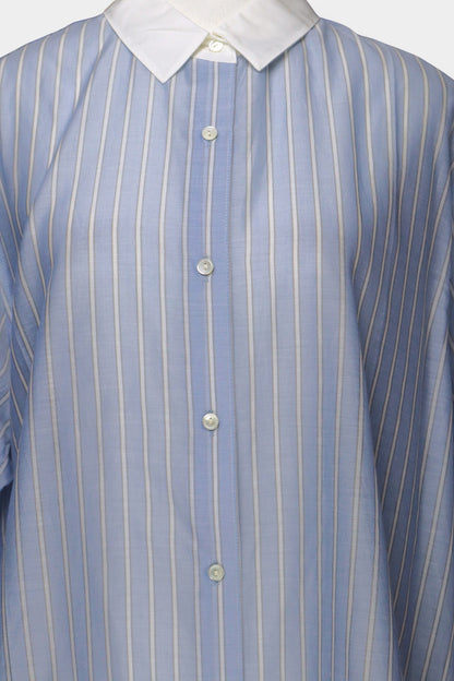 Mulberry Silk & Cotton Blend Blue Striped Oversized Shirt