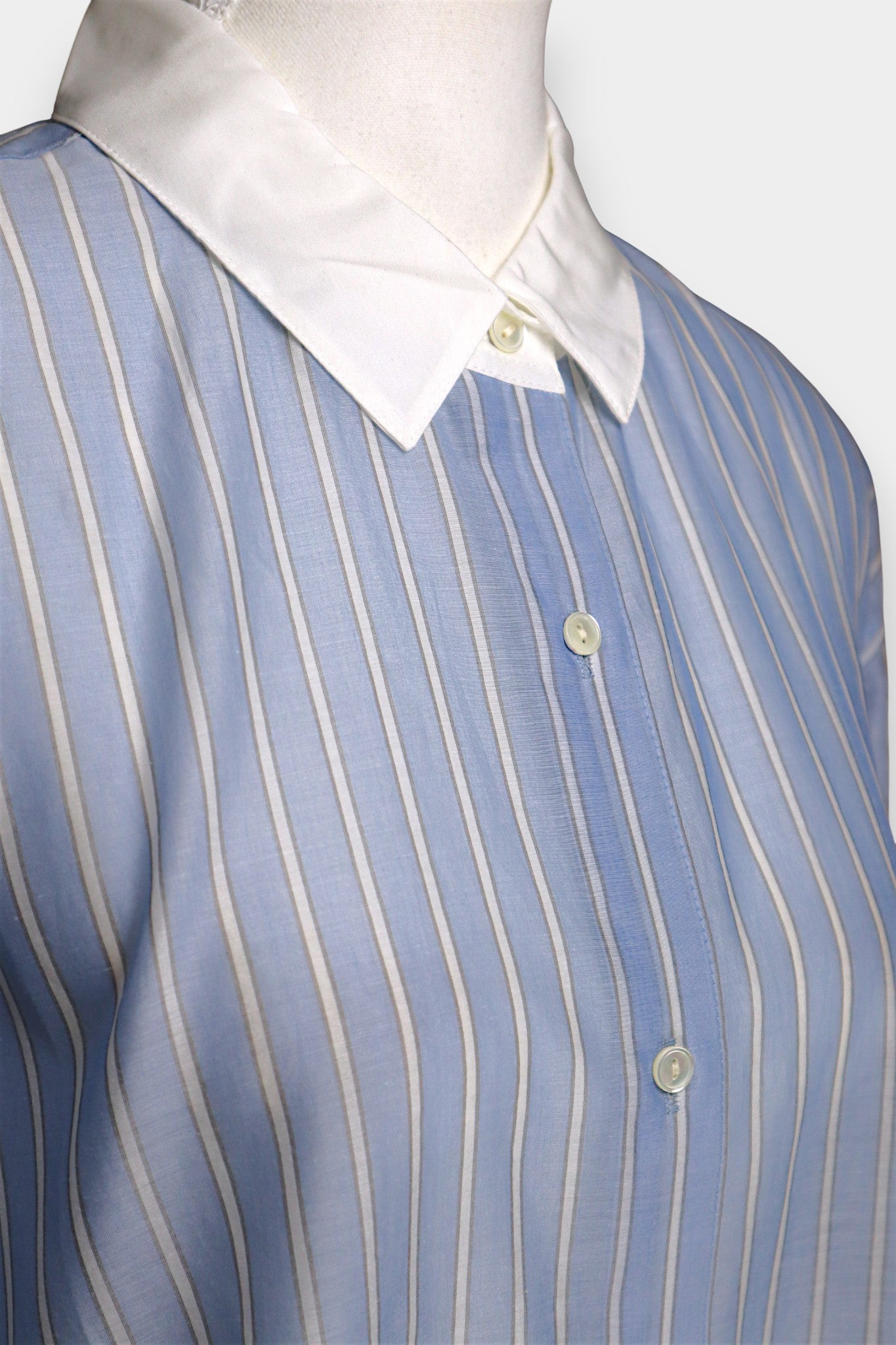 Mulberry Silk & Cotton Blend Blue Striped Oversized Shirt