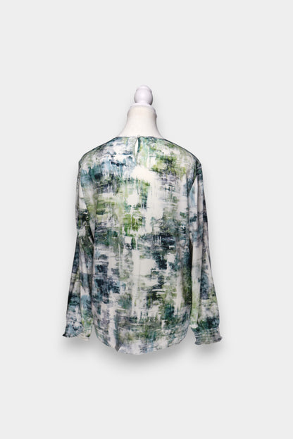 Mulberry Silk Abstract Print Long Sleeve Blouse