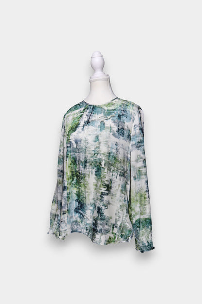 Mulberry Silk Abstract Print Long Sleeve Blouse
