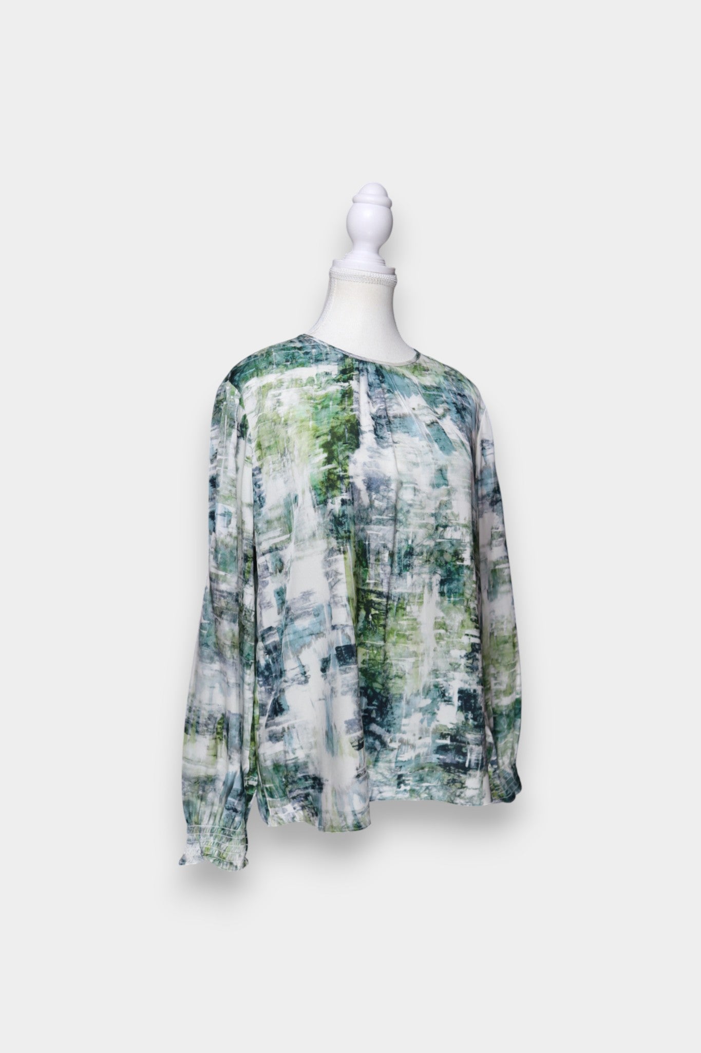 Mulberry Silk Abstract Print Long Sleeve Blouse