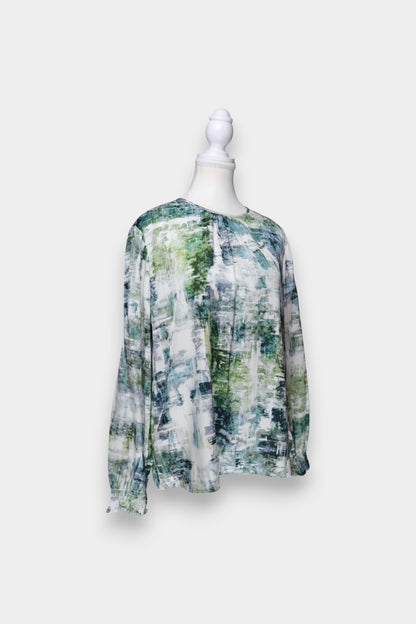 Mulberry Silk Abstract Print Long Sleeve Blouse