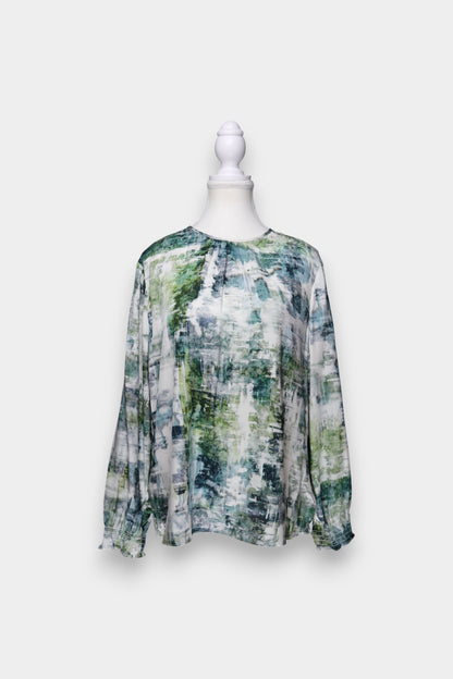 Mulberry Silk Abstract Print Long Sleeve Blouse