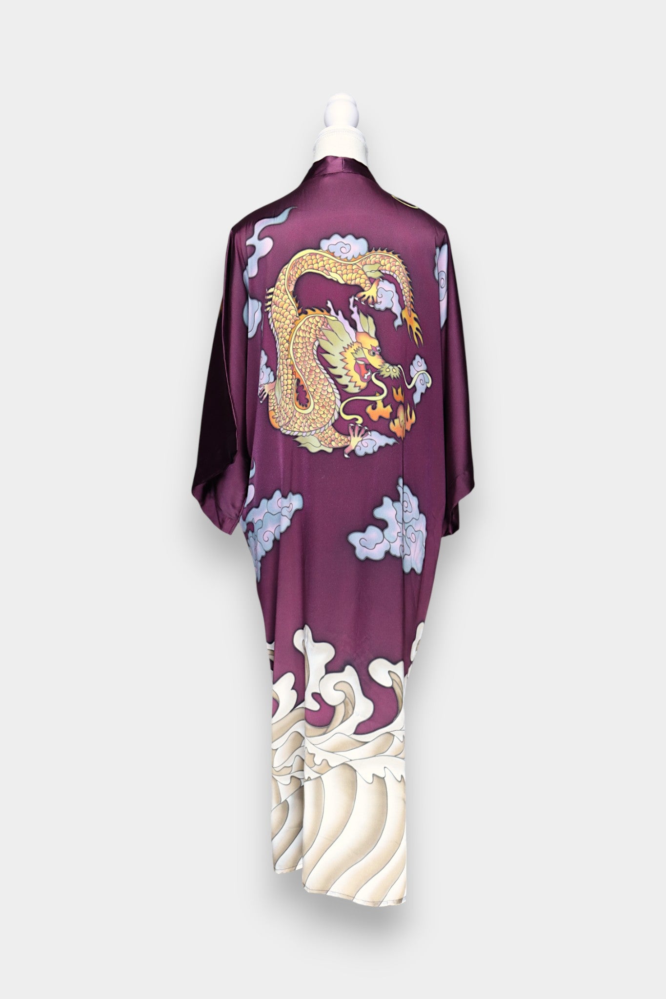 Mulberry Silk Dragon Print Long Robe
