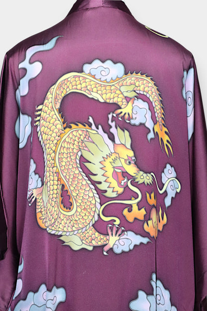 Mulberry Silk Dragon Print Long Robe