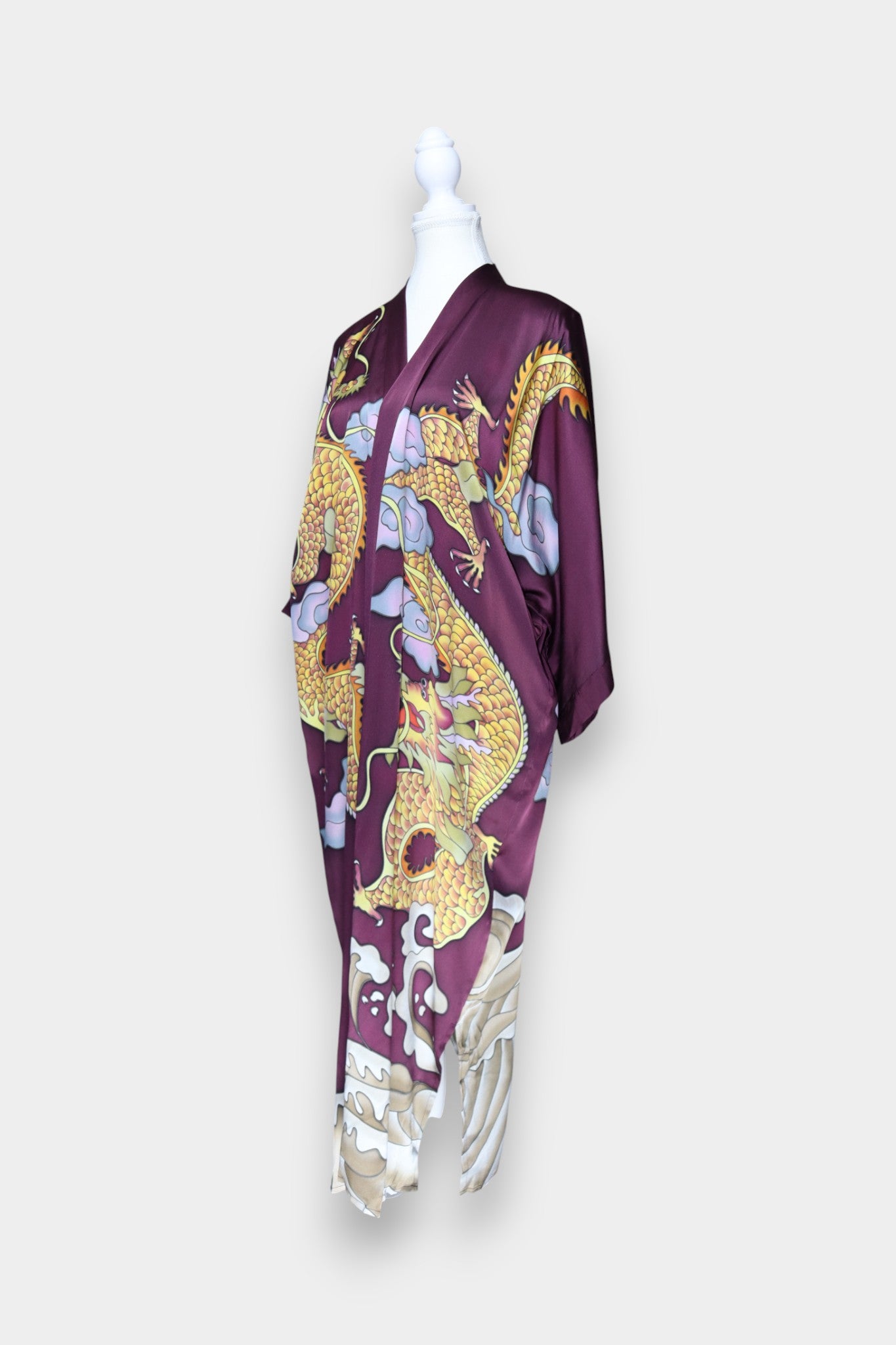 Mulberry Silk Dragon Print Long Robe