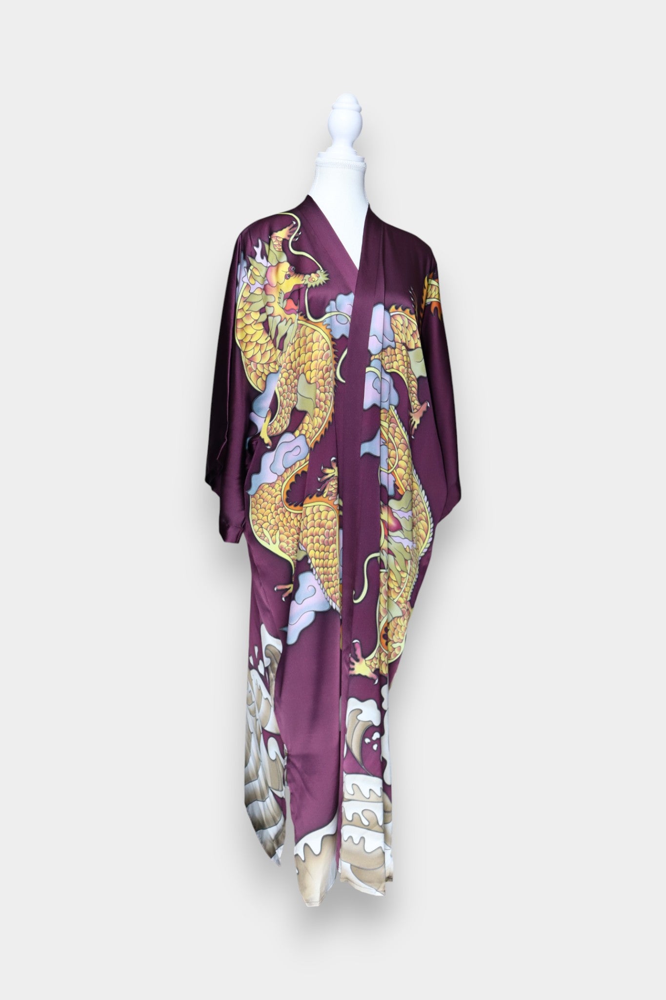 Mulberry Silk Dragon Print Long Robe