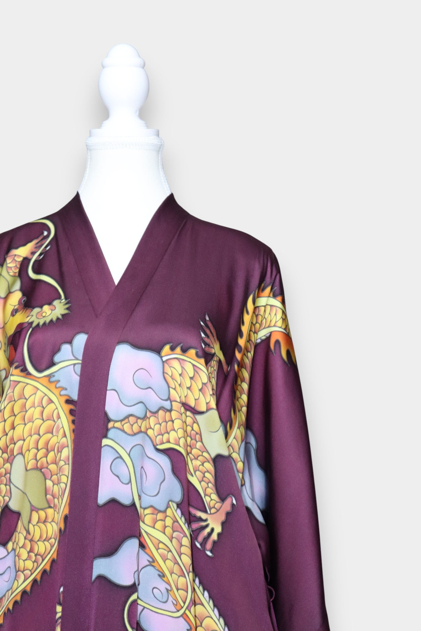 Mulberry Silk Dragon Print Long Robe