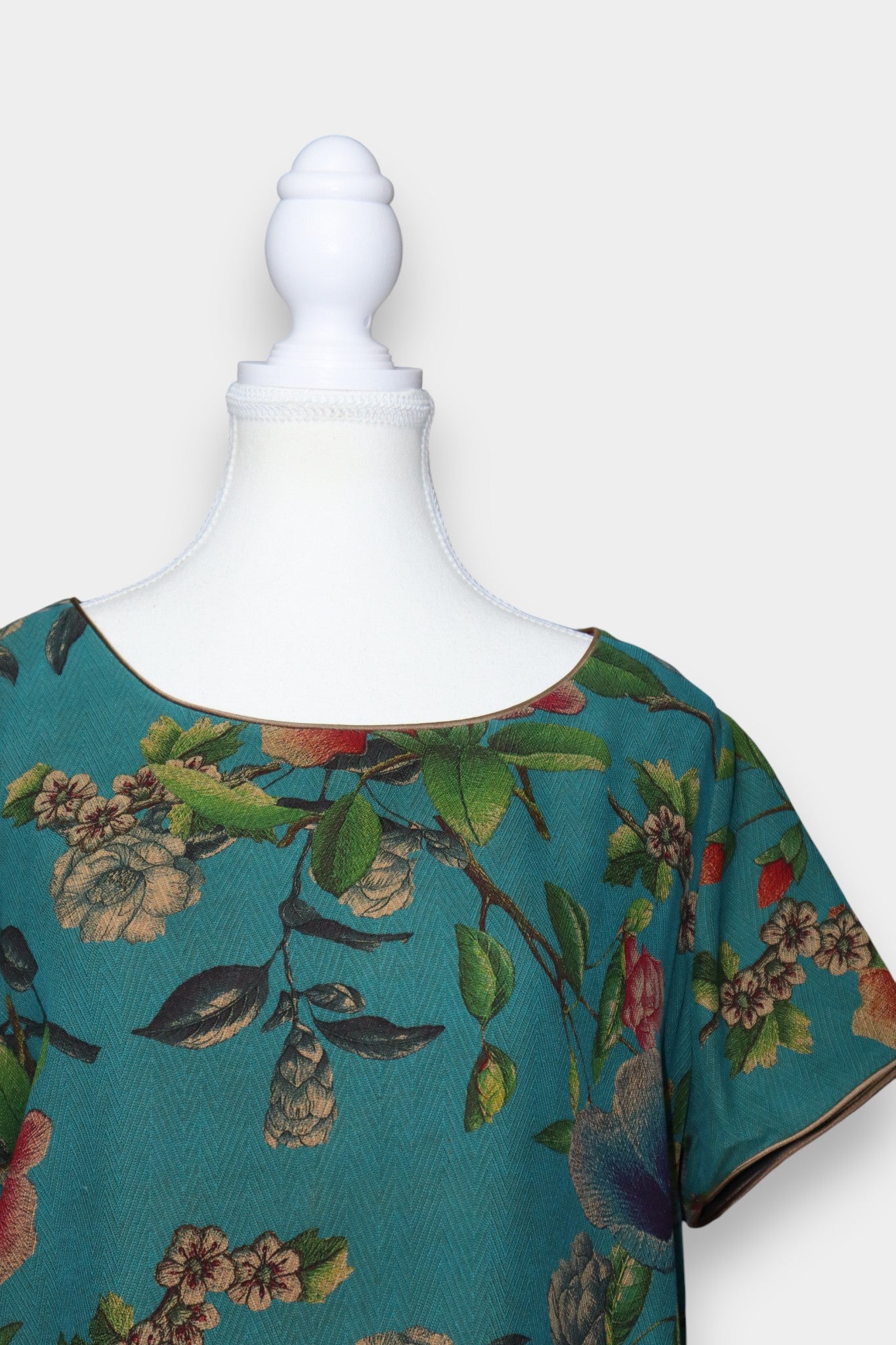 Gambiered Guangdong Gauze Silk Floral Relaxed Dress