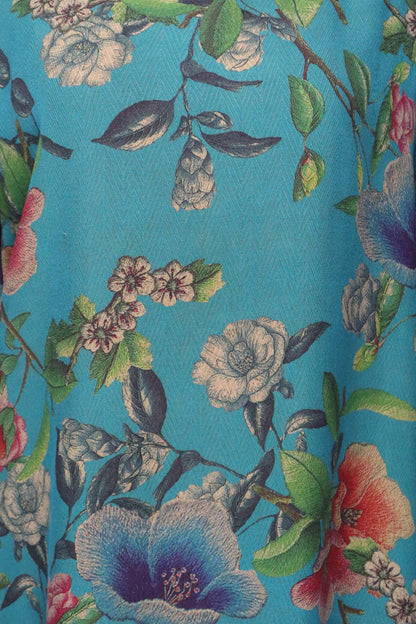 Gambiered Guangdong Gauze Silk Floral Relaxed Dress