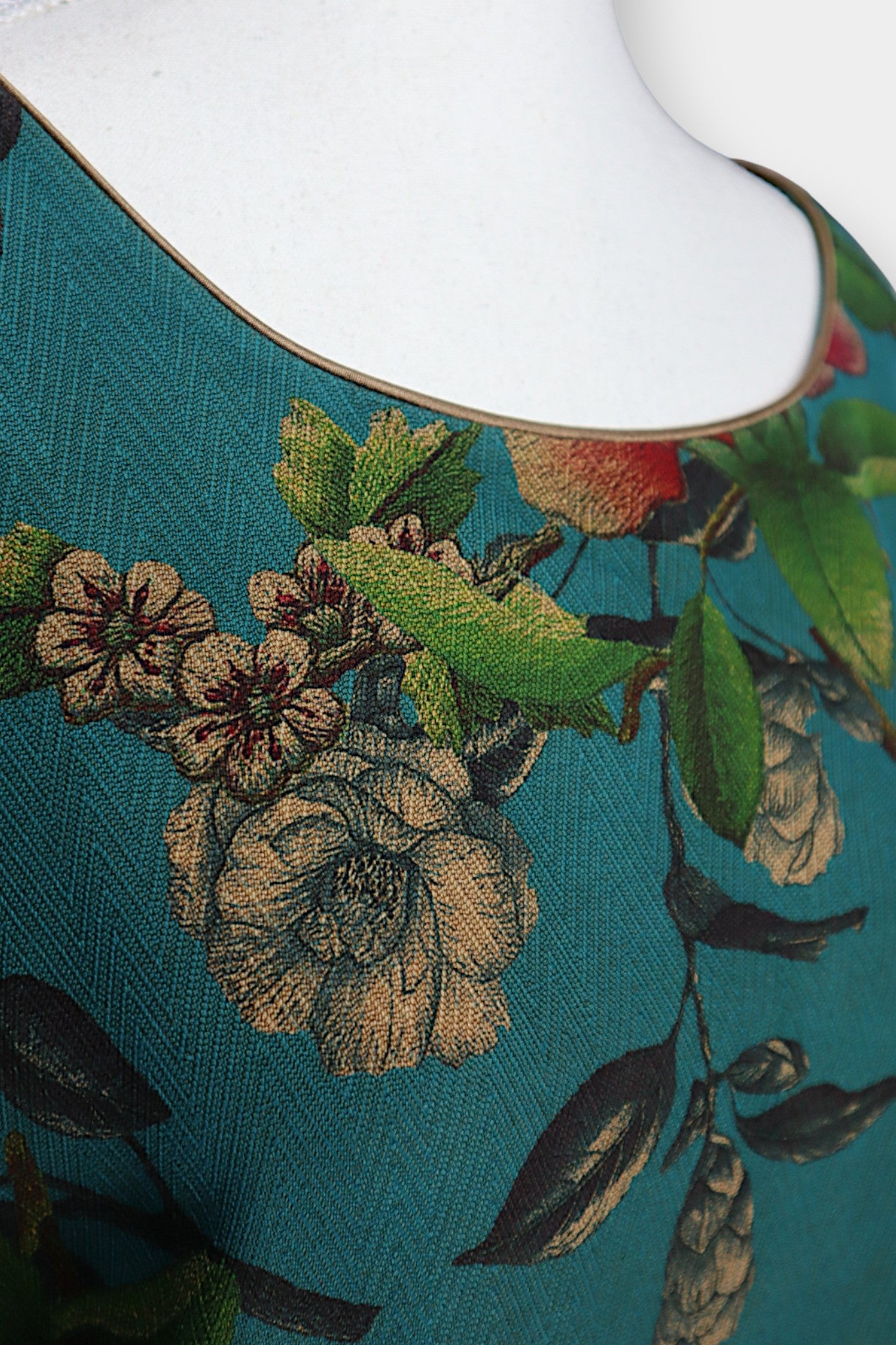 Gambiered Guangdong Gauze Silk Floral Relaxed Dress