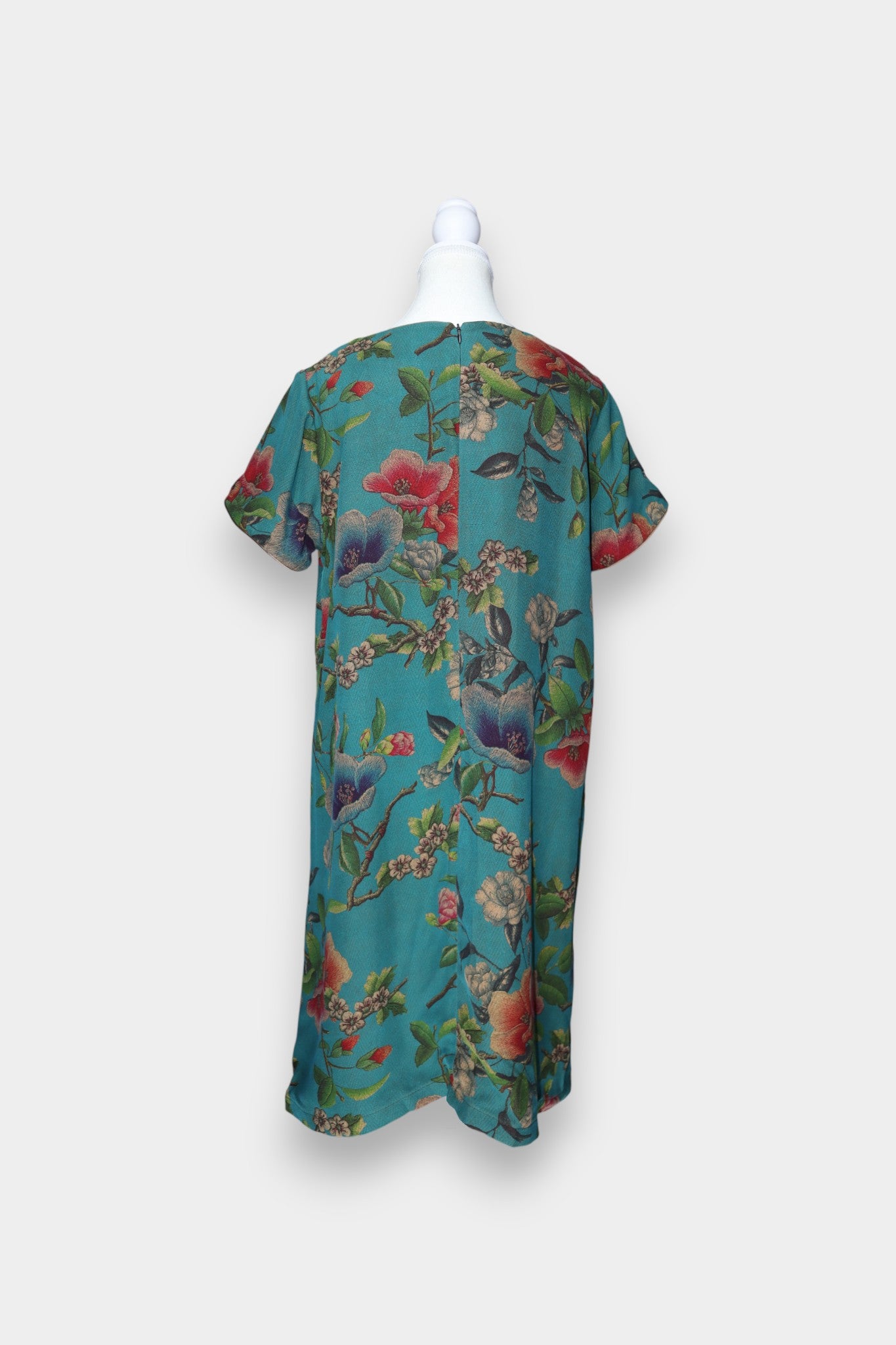 Gambiered Guangdong Gauze Silk Floral Relaxed Dress