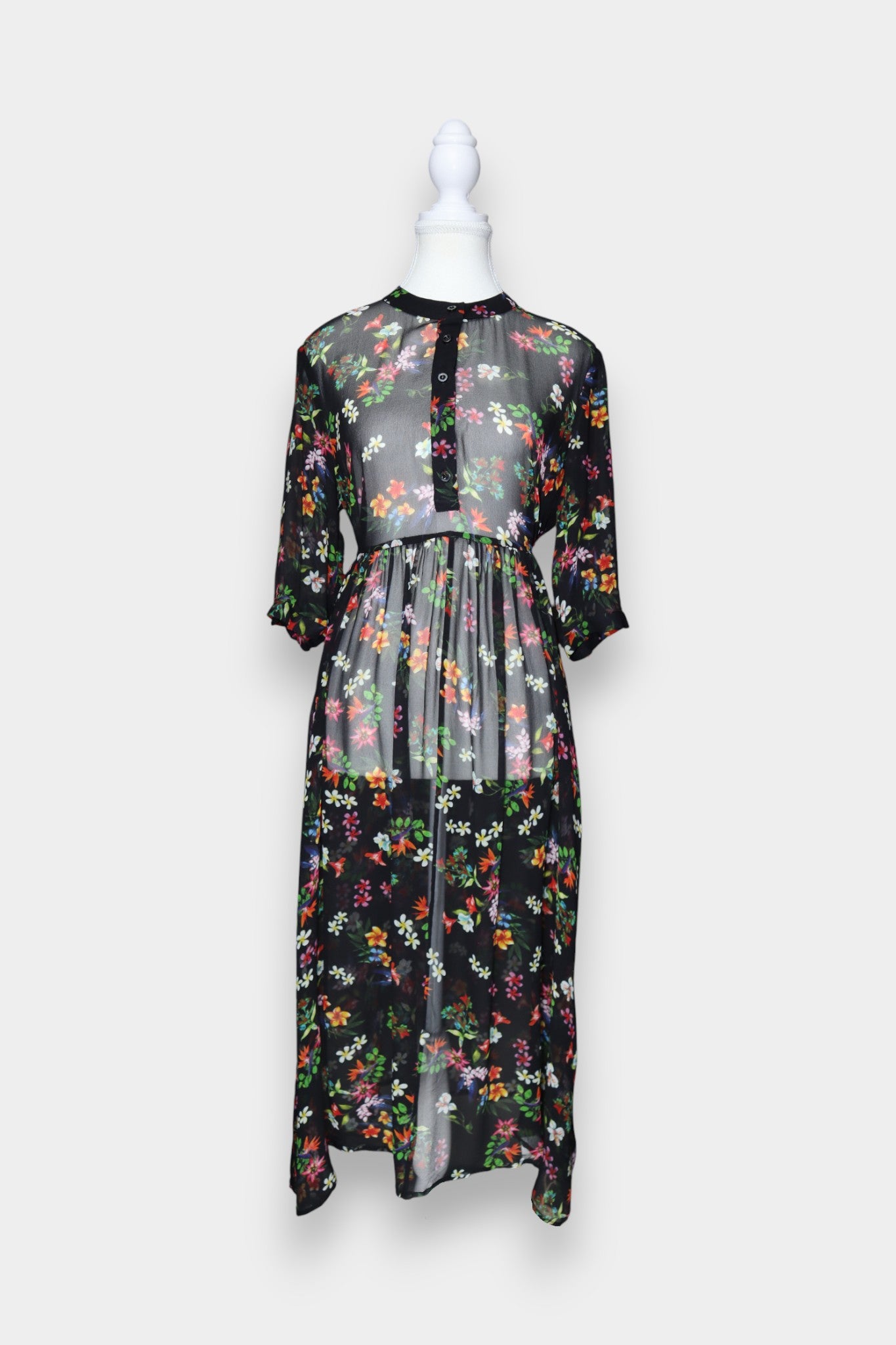Mulberry Silk Sheer Floral Maxi Dress