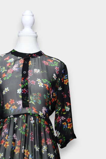 Mulberry Silk Sheer Floral Maxi Dress