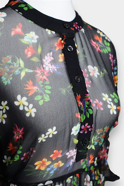 Mulberry Silk Sheer Floral Maxi Dress