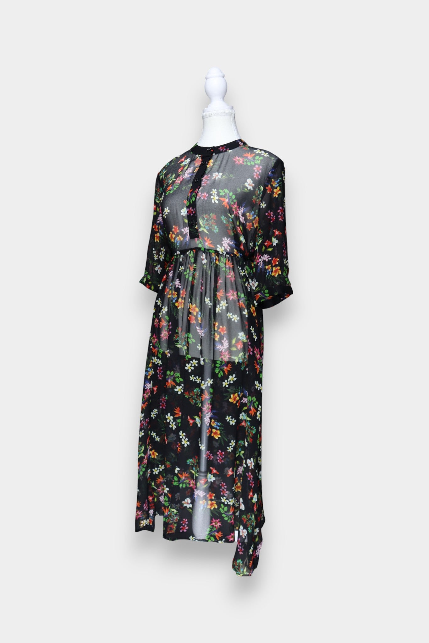 Mulberry Silk Sheer Floral Maxi Dress