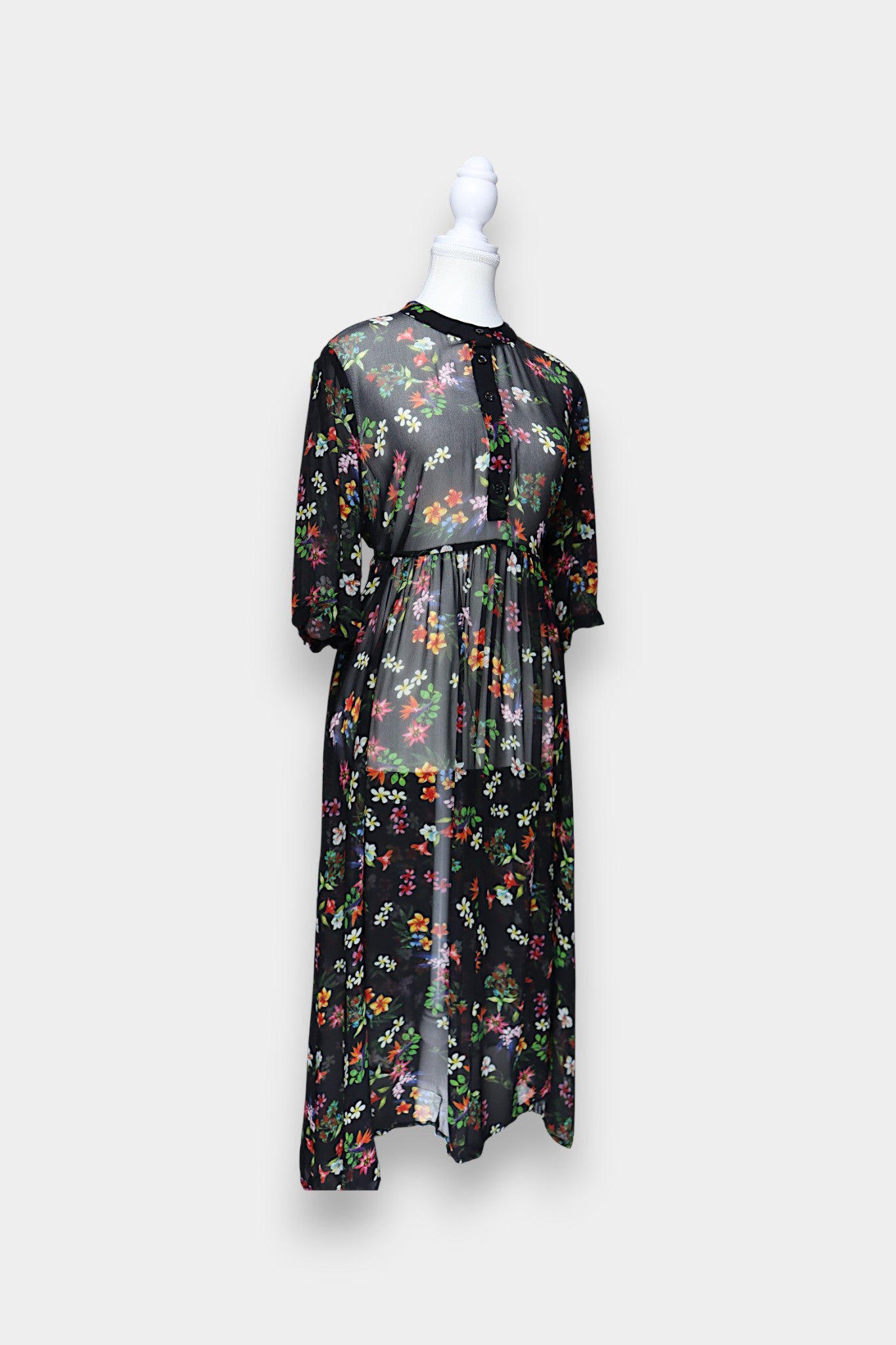 Mulberry Silk Sheer Floral Maxi Dress