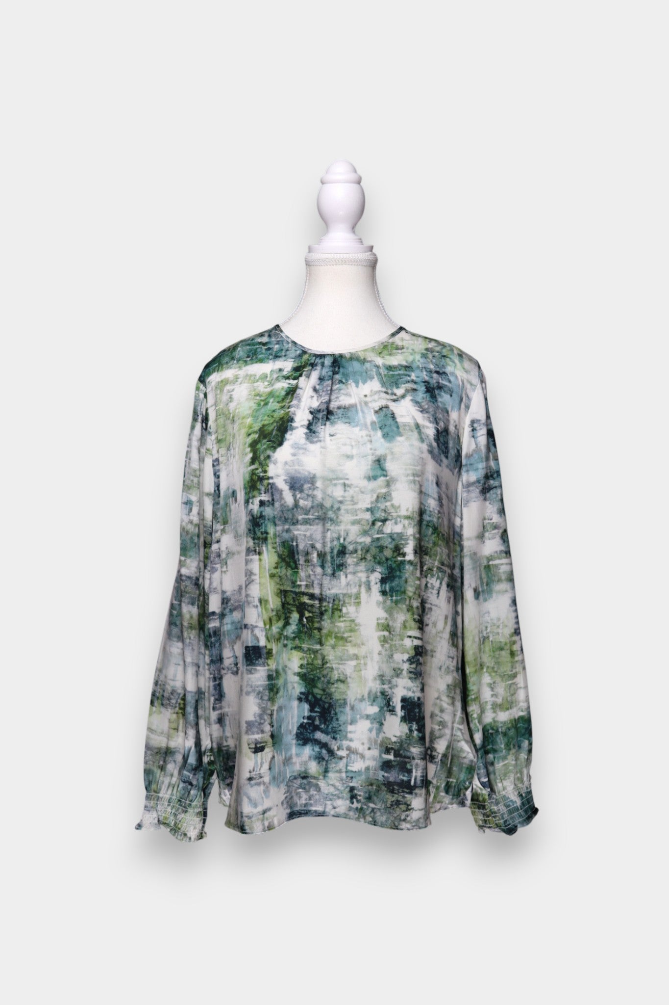 Mulberry Silk Abstract Print Long Sleeve Blouse