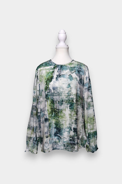 Mulberry Silk Abstract Print Long Sleeve Blouse