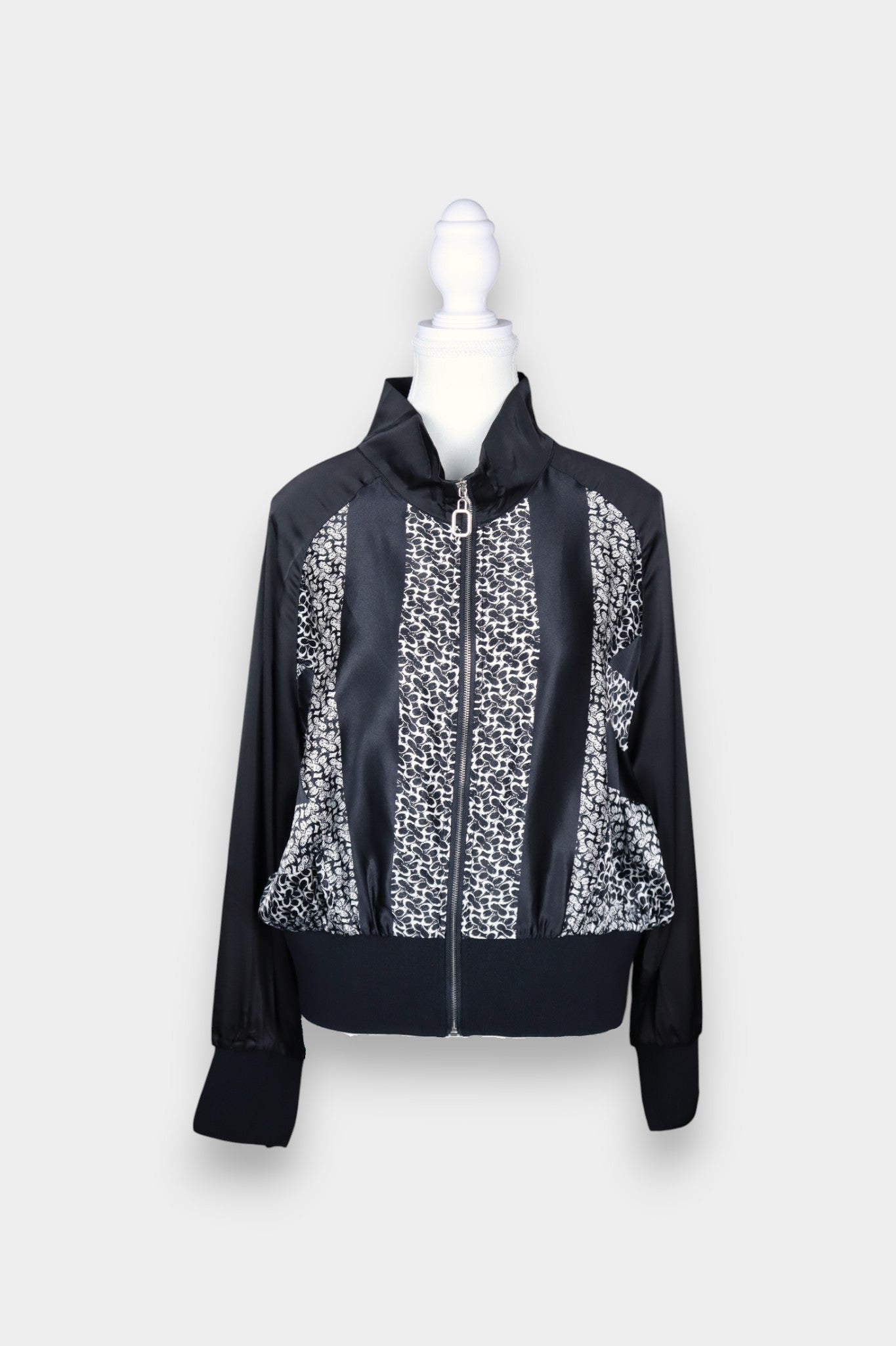 Mulberry Silk Zip-Up Bomber Jacket