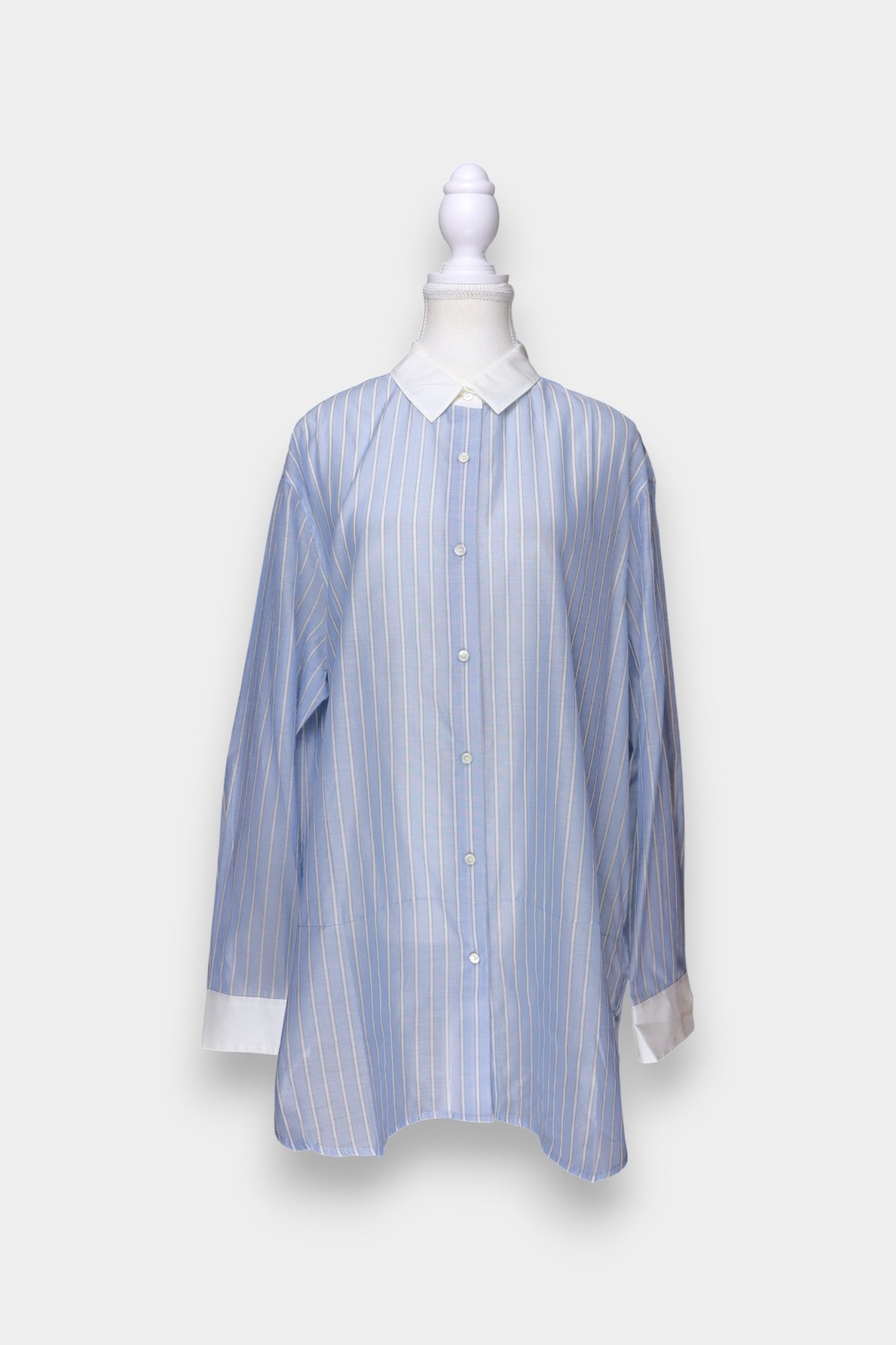 Mulberry Silk & Cotton Blend Blue Striped Oversized Shirt