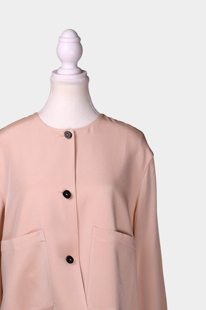Mulberry-Silk-Cropped-Jacket-Baby-Pink-Round-Neck-details