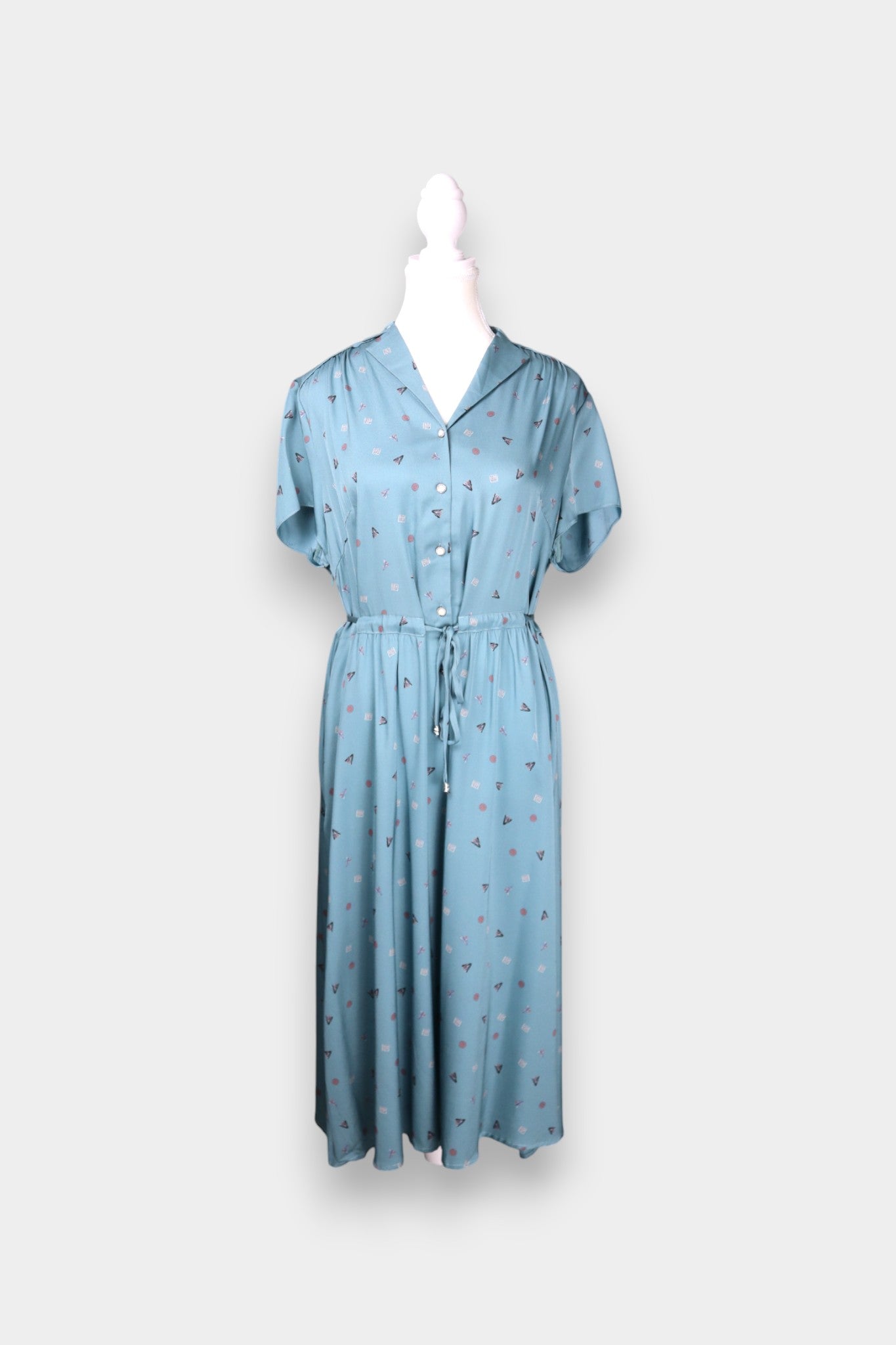 Mulberry Silk Geometric-Print Midi Dress