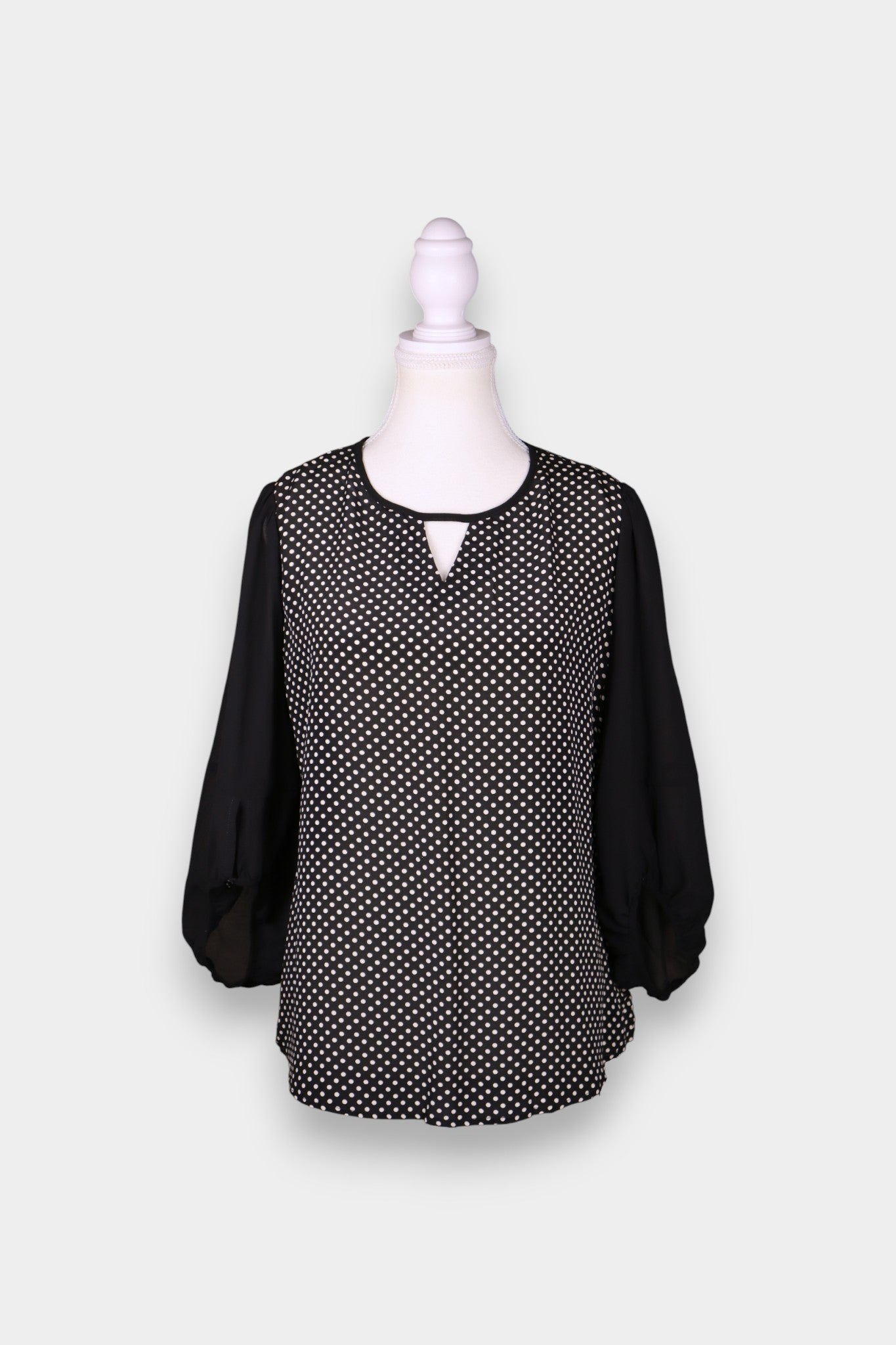 Mulberry Silk Polka Dot Balloon Sleeve Blouse