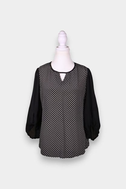 Mulberry Silk Polka Dot Balloon Sleeve Blouse