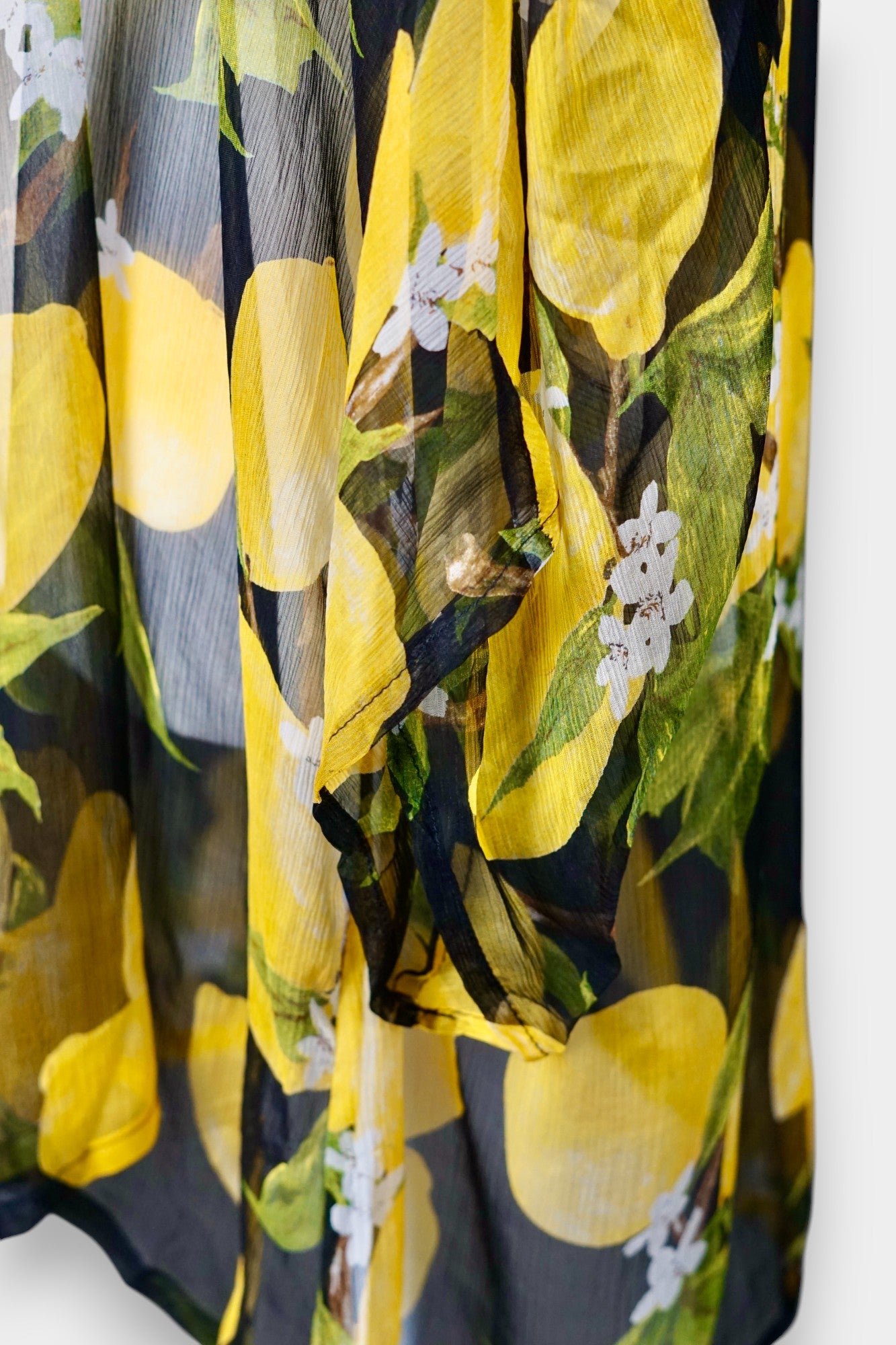 Women's summer beach cover-up, lemon print chiffon cardigan, lightweight holiday outerwear