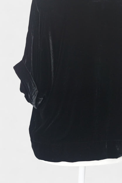 Mulberry-Silk-Velvet-Jacket-Black-Camp-Collar-Short-Sleeve-Luxury-Outerwear