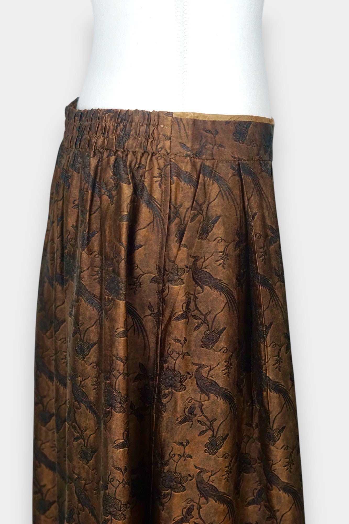 Gambiered Guangdong Gauze Silk A-Line Midi Skirt