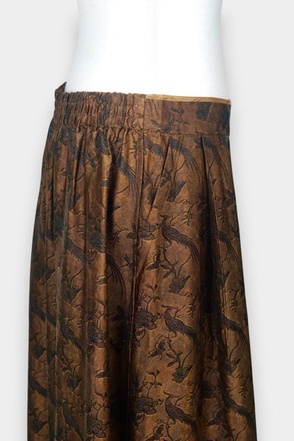 Gambiered Guangdong Gauze Silk A-Line Midi Skirt
