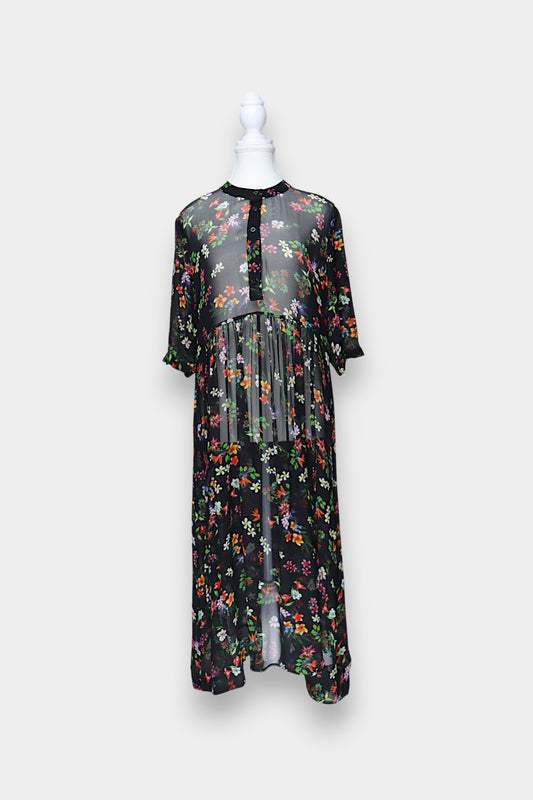 Mulberry Silk Sheer Floral Maxi Dress