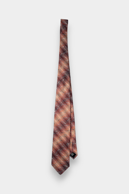 Song-Dynasty-Brocade-Silk-Classic-Tie-Brown-Orange-Swirl-Pattern