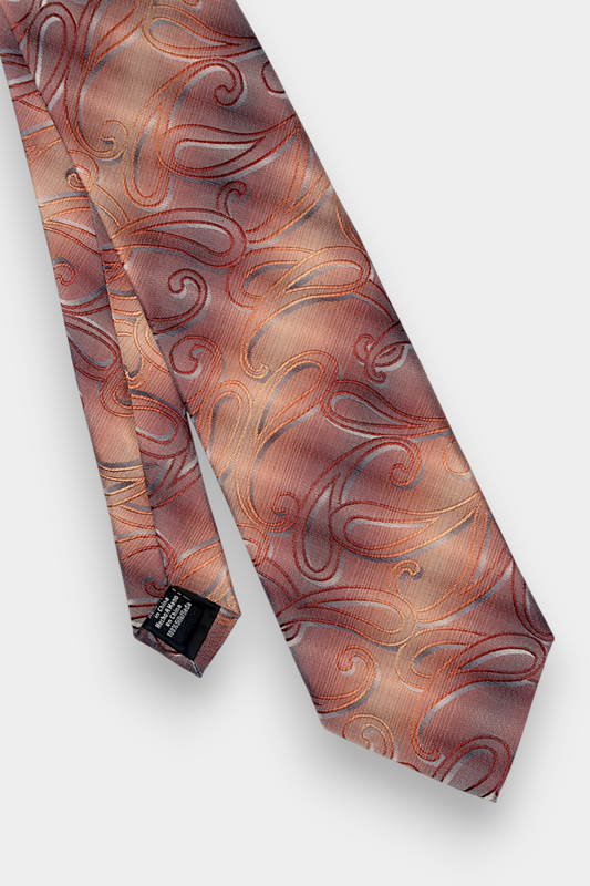 Song-Dynasty-Brocade-Silk-Classic-Tie-Brown-Orange-Swirl-Pattern