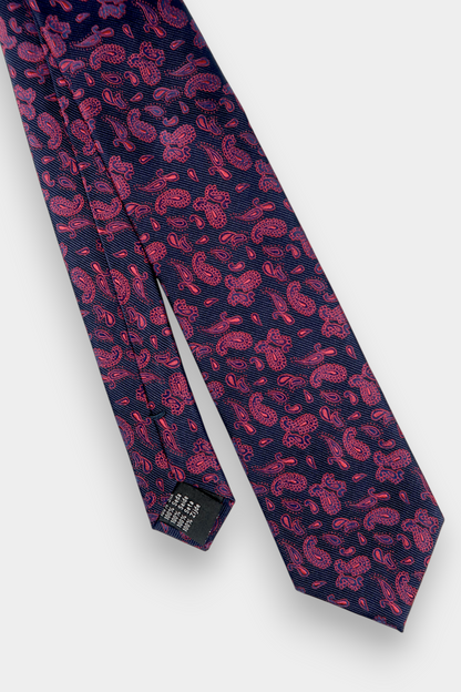 Song-Dynasty-Brocade-Silk-Classic-Tie-Navy-Red-Micro-Paisley